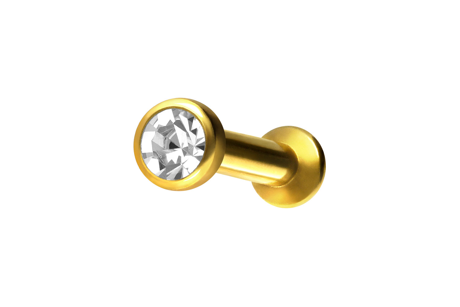 Titan Triple Piercing Mini Labret mit Push Fit FLAT-DISC + KRISTALL